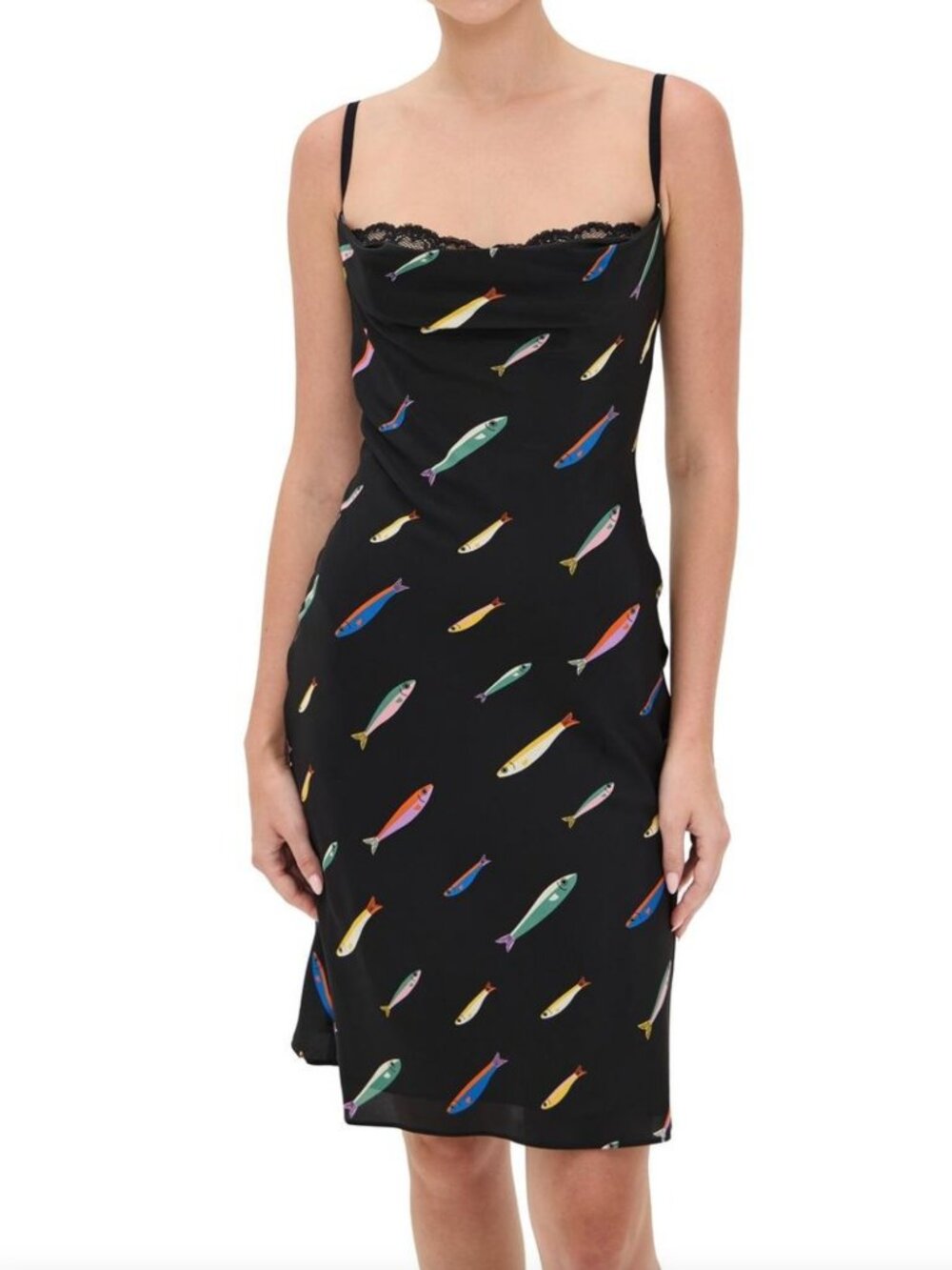NWOT STAUD Evangeline Silk Sardine-Print Dress (Size 10)